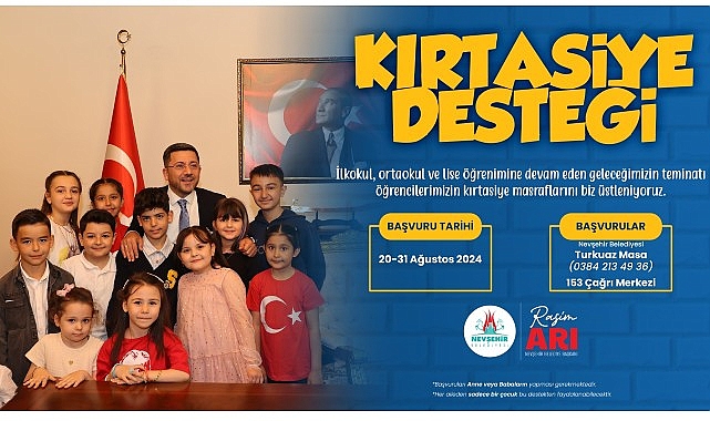 Nevşehir Belediyesi’nin öğrencilerin eğitim ve öğretim hayatına katkıda bulunmak gayesiyle hayata geçirdiği Kırtasiye Desteği’ne müracaatlar başladı.