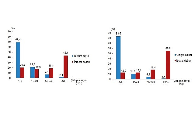 Tüik: İhracatın %43,4’ünü, ithalatın ise %55,5’ini büyük ölçekli teşebbüsler gerçekleştirdi